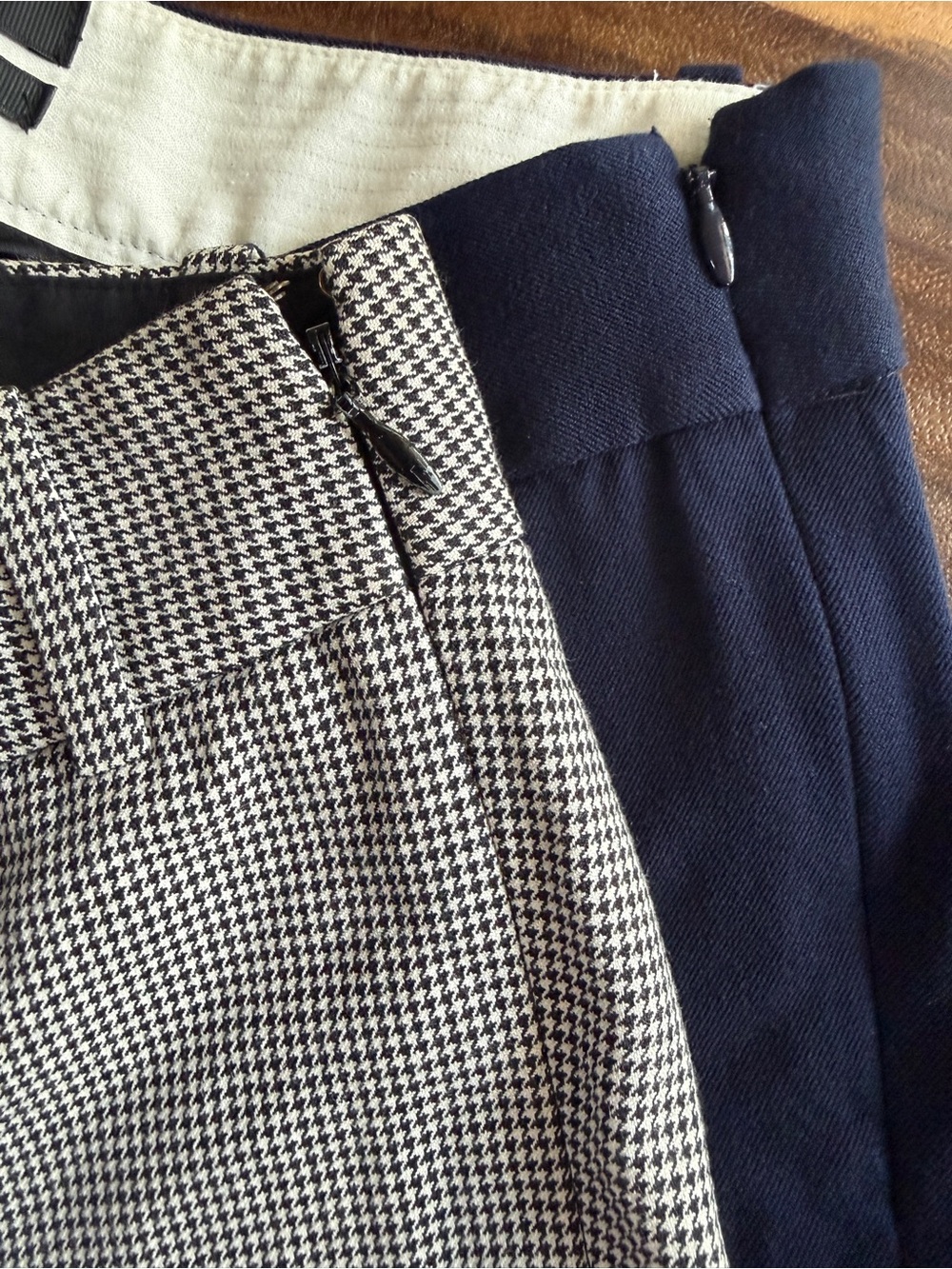 Set of 2 J.Crew Women’s Navy Black-White Houndstooth Stretch Ankle Pants 00 - Picture 8 of 9